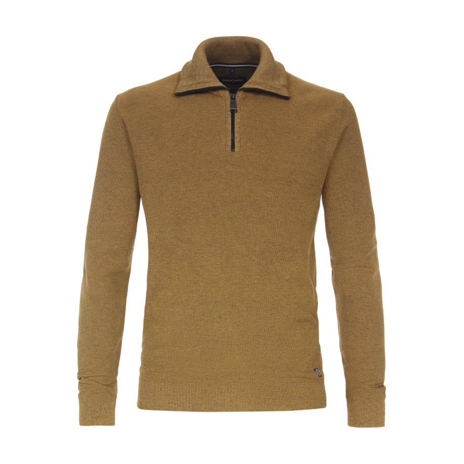 Casa Moda Half-Zip Sweater geel, Motief Geel
