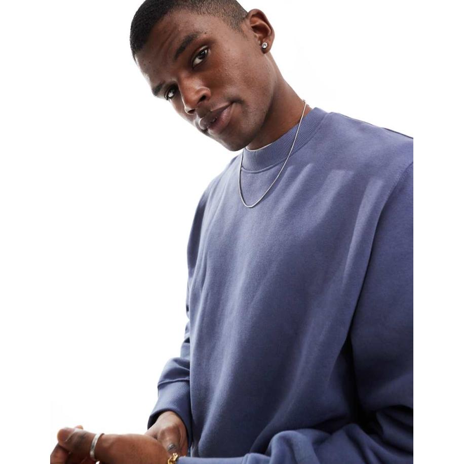 Jack & Jones - Oversized sweater met ronde hals van 400gsm zware stof in oudblauw Blauw