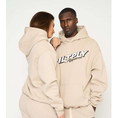 Multiply Apparel - Union - Oversized hoodie met print in taupe-Neutraal