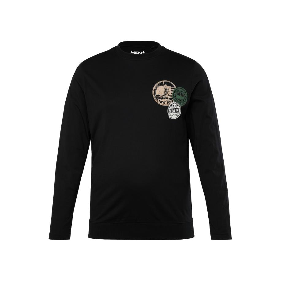 men plus Men Plus Sweatshirt lichtbeige / groen / zwart / wit -