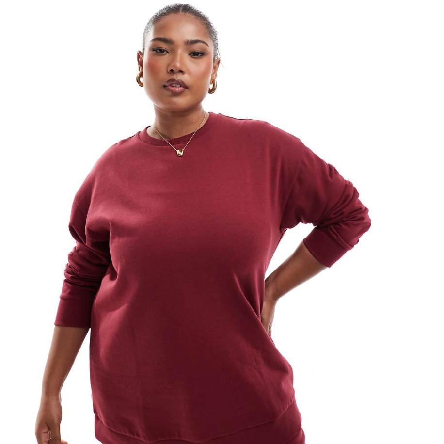 Yours Sweatshirt met ronde hals in bordeauxrood, deel van co-ord set Rood