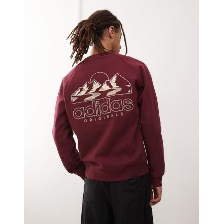 adidas Originals - Sweatshirt met bergprint in bordeauxrood