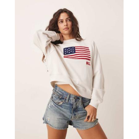 Polo Ralph Lauren Sweatshirt met vlagprint in gebroken wit