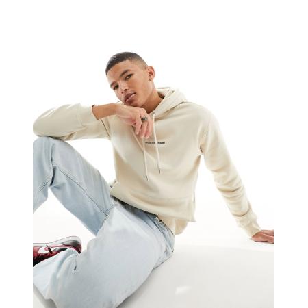 Selected Homme - Hoodie met geborduurd logo in beige-Neutraal