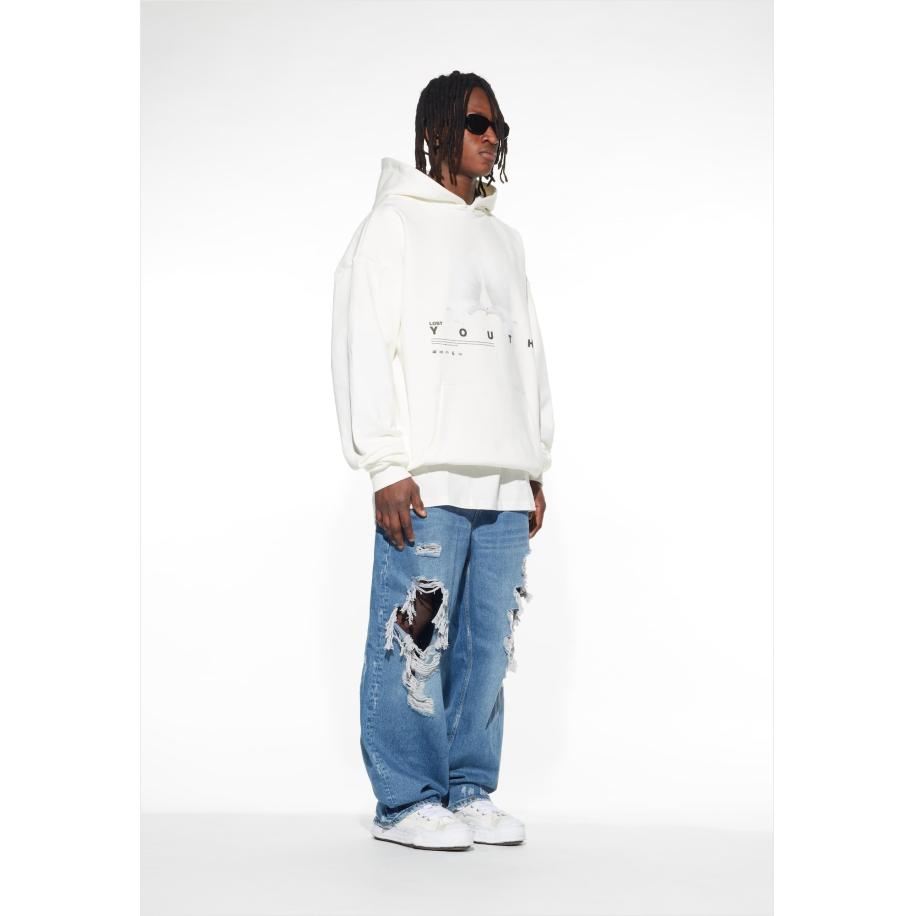 Lost Youth Sweatshirt Dove grijs / zwart / wit Wit