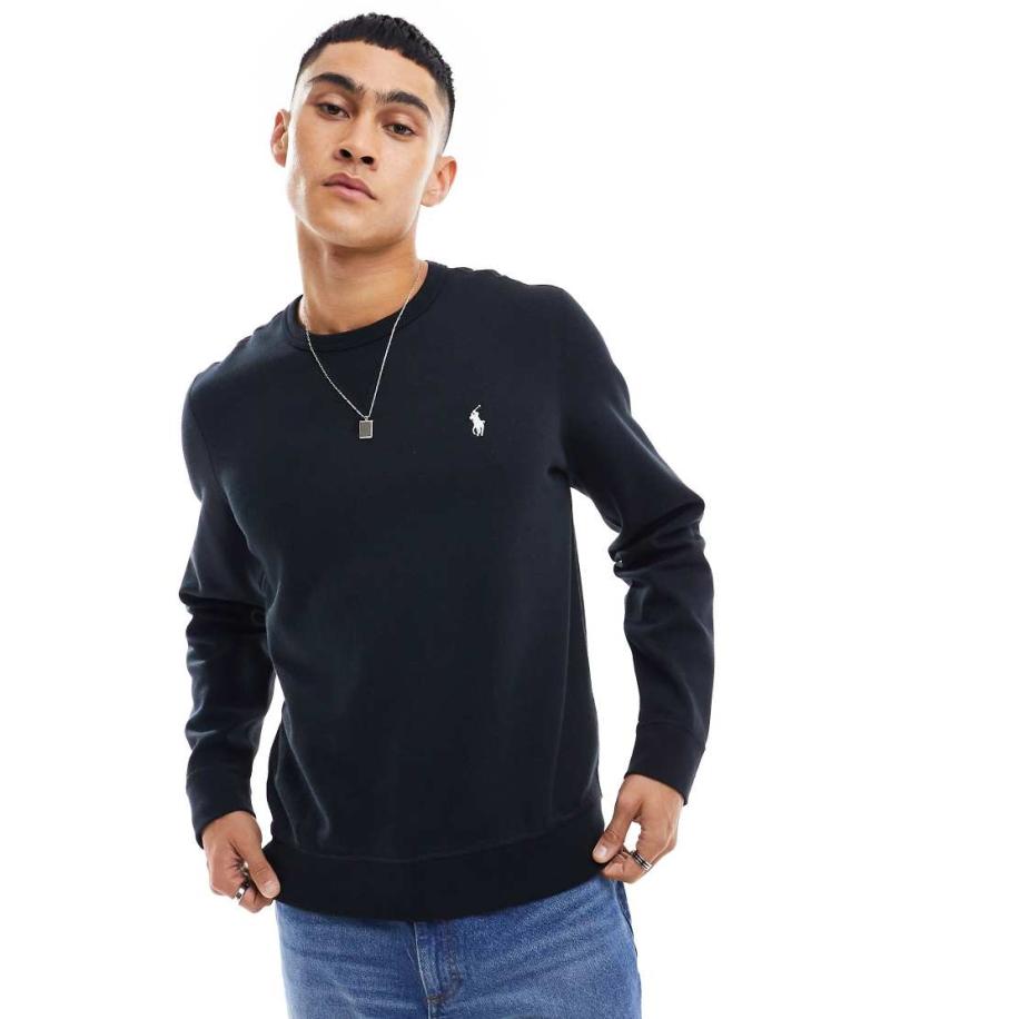 Polo Ralph Lauren - Sweatshirt van dubbel breisel met logo in zwart Zwart