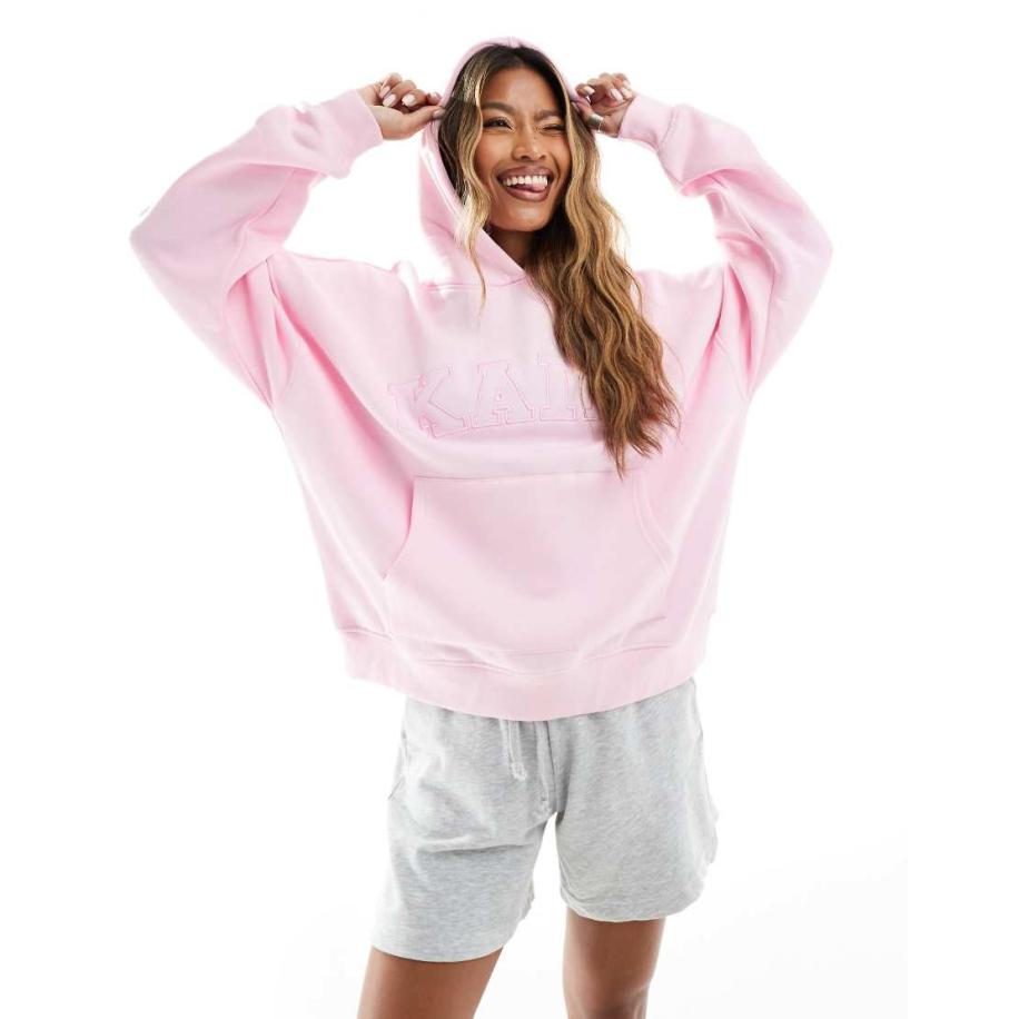 Kaiia Oversized hoodie met logo in babyroze Roze