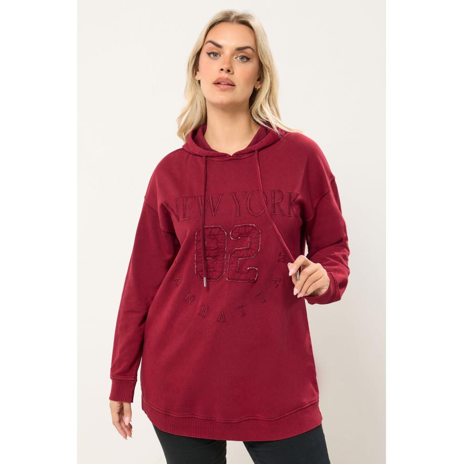 Yours Curve Rode Geborduurde 'New York' Hoodie Size 58-60 Rood