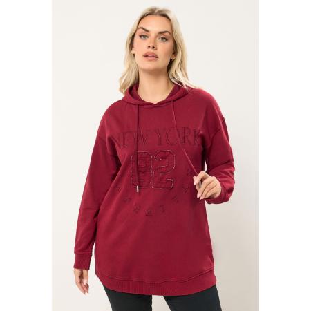 Yours Curve Rode Geborduurde 'New York' Hoodie Size 58-60