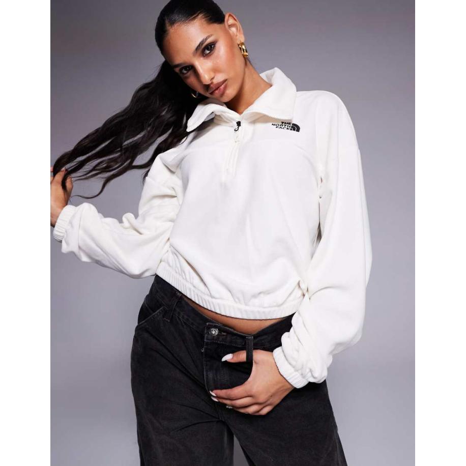 The North Face Glacier Oversized fleece met 1/2 rits in gebroken wit Wit