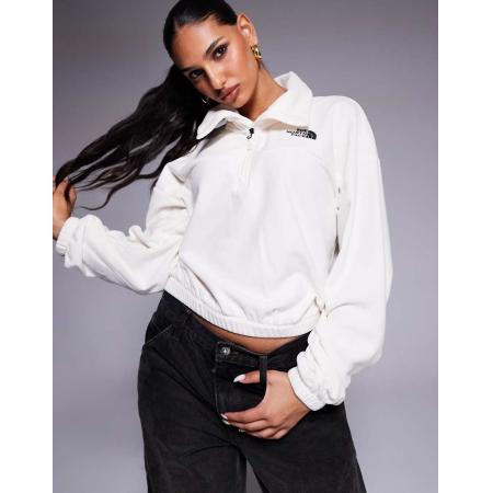 The North Face Glacier Oversized fleece met 1/2 rits in gebroken wit