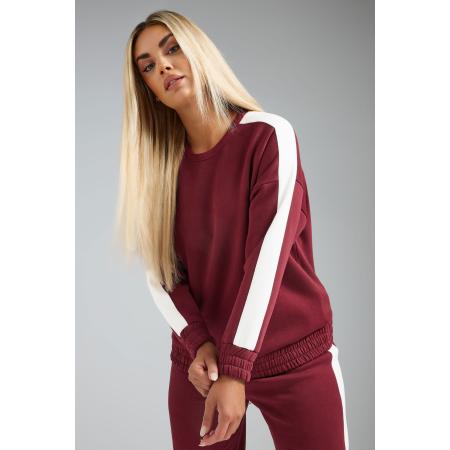 Limited Collection Sweatshirt Met Zijstreep Op De Mouwen In Bordeauxrood Size 54-56