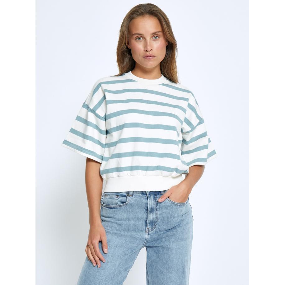 Minus minus Sweatshirt Estella turquoise / wit -