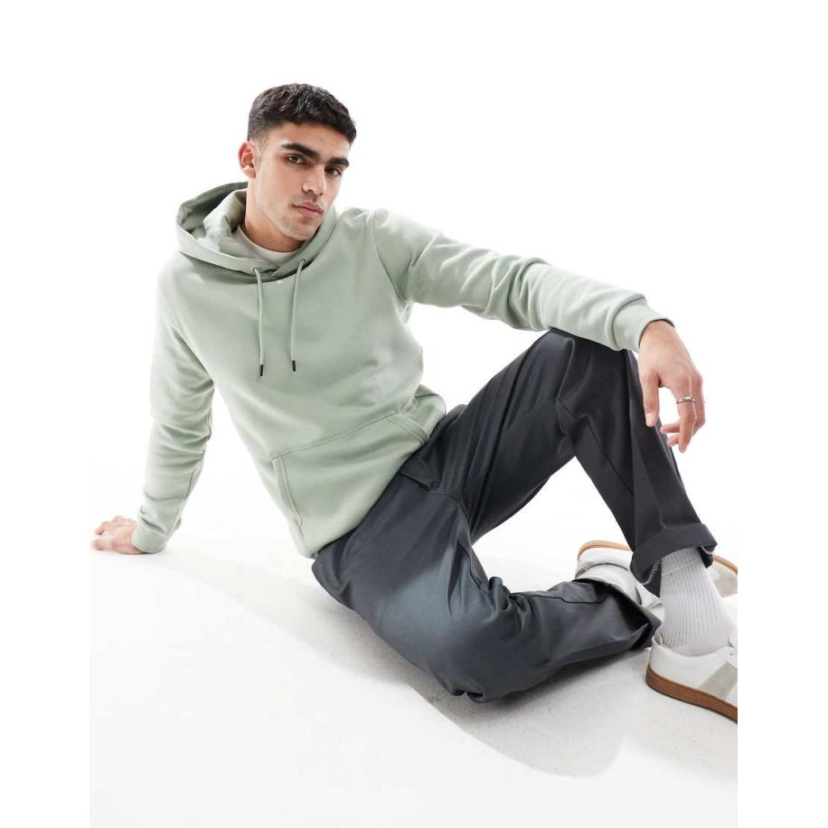 Only & Sons - Hoodie in saliegroen met wassing-Bruin Bruin