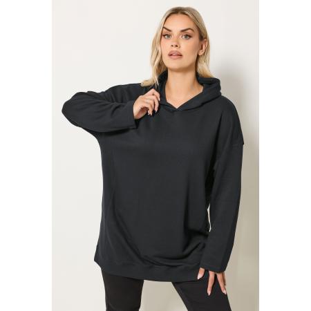 Yours Curve Zwarte Naaddetail Hoodie Size 54-56