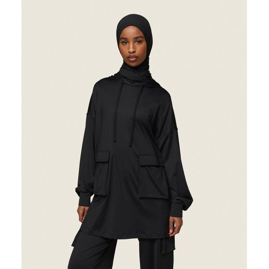 Gymshark GS x Leana Deeb Oversized Hoodie Black Zwart