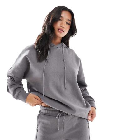 Noisy May Petite Ruimvallende hoodie in grijs, deel van co-ord set