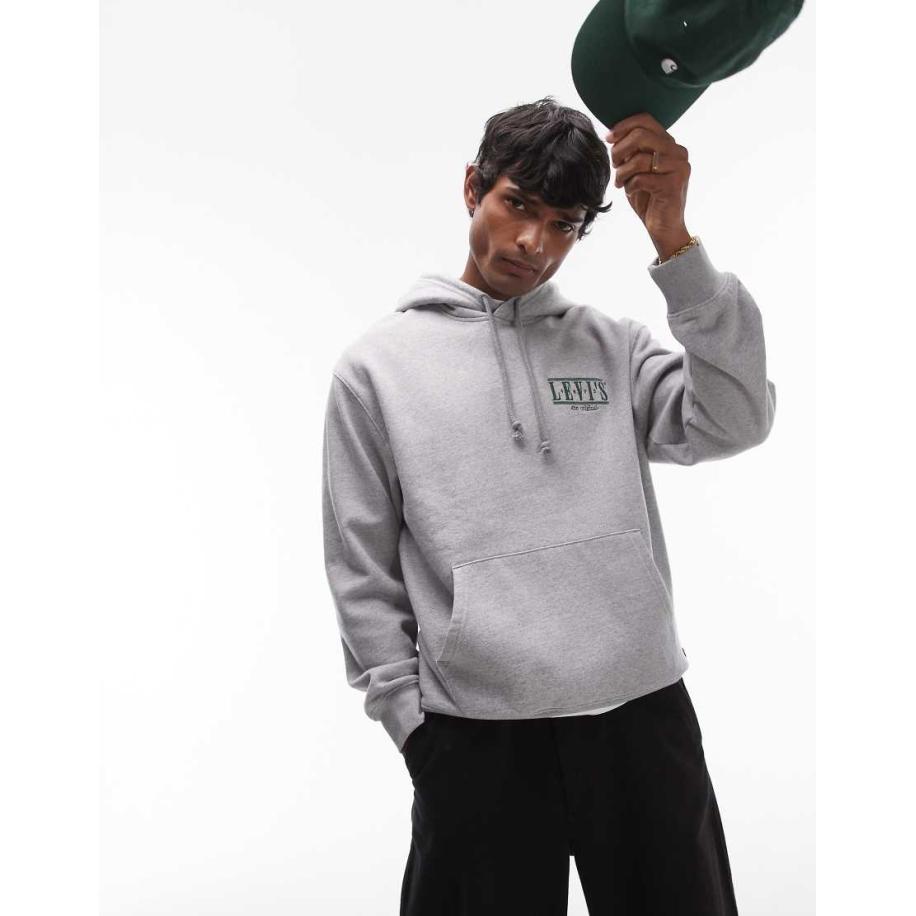 Levi's - Ruimvallende hoodie met logo in gemêleerd grijs Grijs