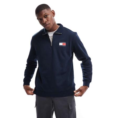 Tommy Jeans - Sweatshirt met 1/4 rits in marineblauw