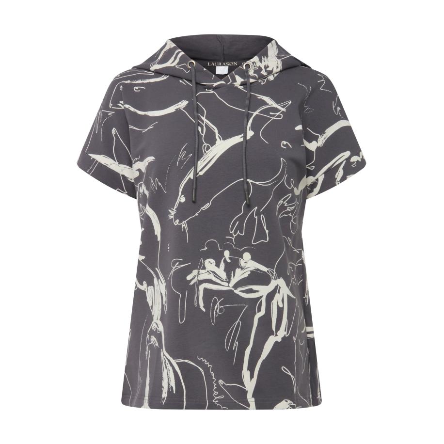 LAURASØN LAURASØN Sweatshirt ecru / donkergrijs -