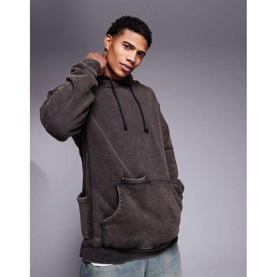 Liquor N Poker - Hoodie met zakdetail in bordeauxrood Rood