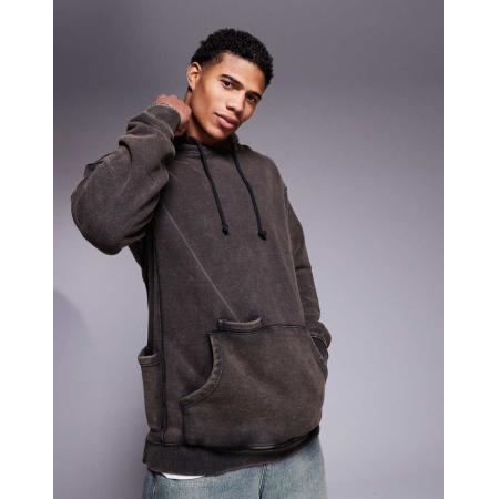 Liquor N Poker - Hoodie met zakdetail in bordeauxrood