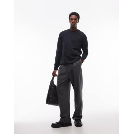 ARKET - Sweatshirt van badstof jersey met zak in marineblauw