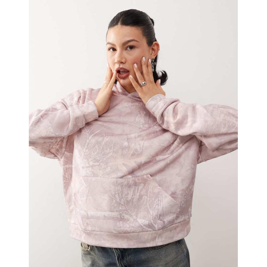 COLLUSION Oversized hoodie in camo roze-Veelkleurig Multicolor