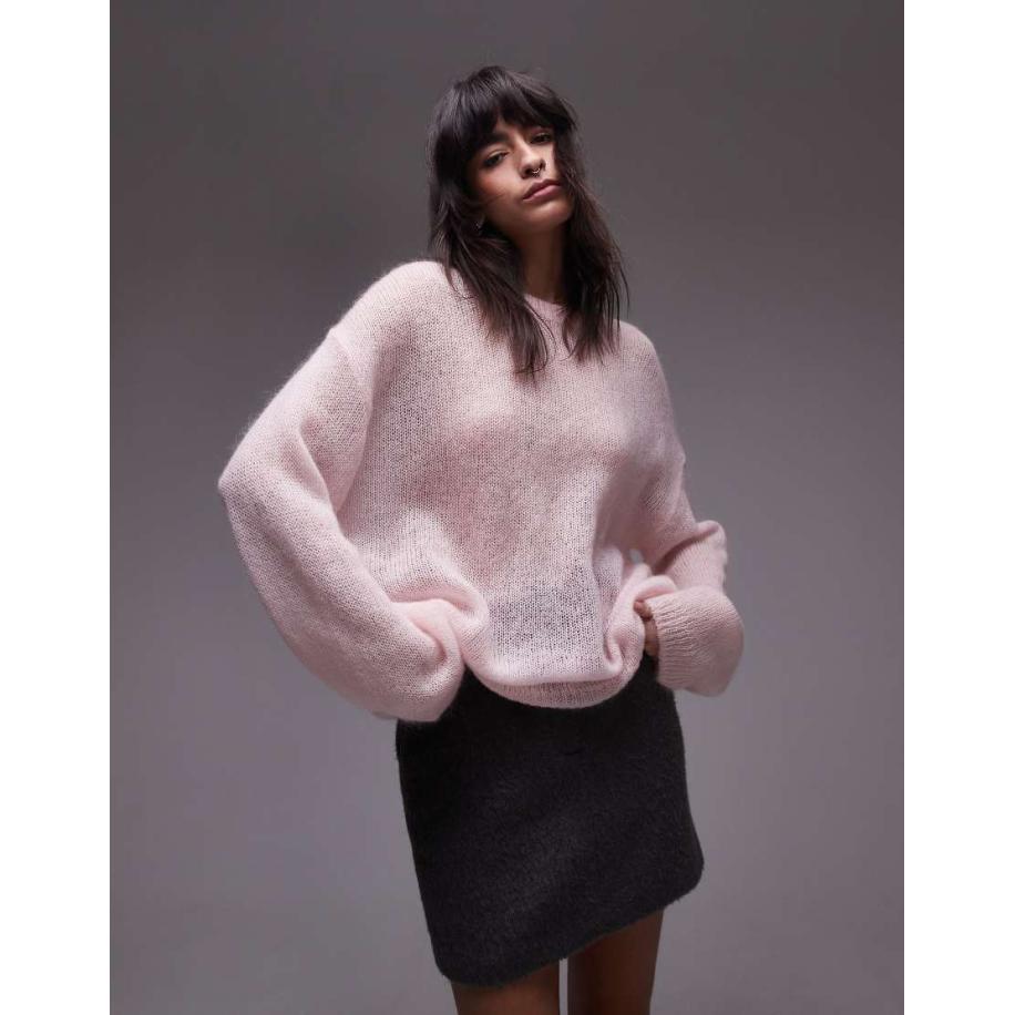 ARKET Doorschijnende gebreide trui van mohair wolmix in lichtroze Roze