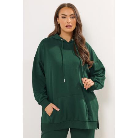 Yours Curve Groene Hoodie Met Zak Aan De Voorkant Size 54-56