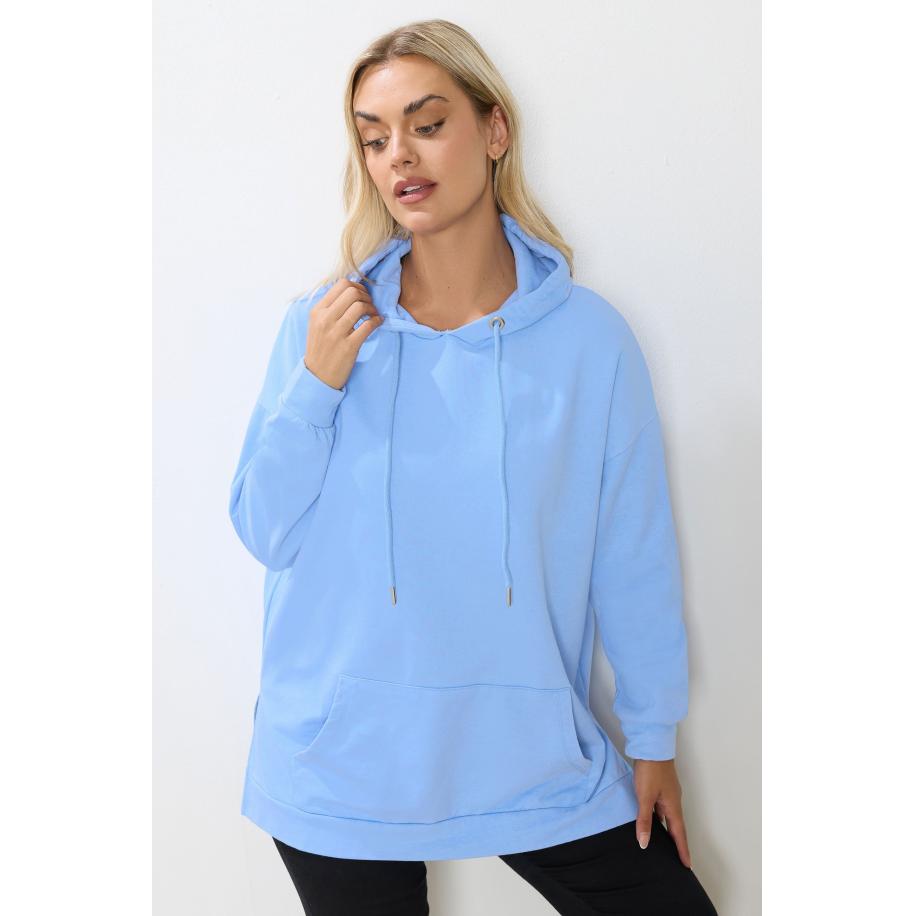 Yours Curve Blauwe Hoodie Met Zak Aan De Voorkant Size 44 Blauw