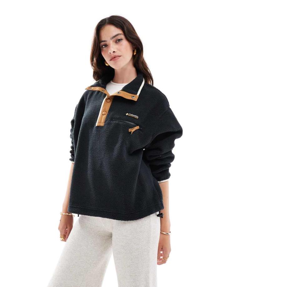 Columbia Helvetia II Cropped fleece met halve drukknoopsluiting in zwart Zwart
