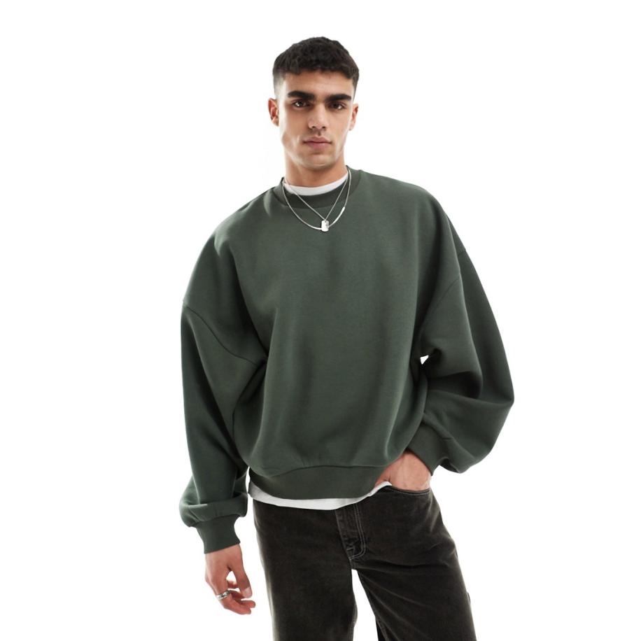 ASOS DESIGN - Extreem oversized sweatshirt in kaki-Zwart Zwart