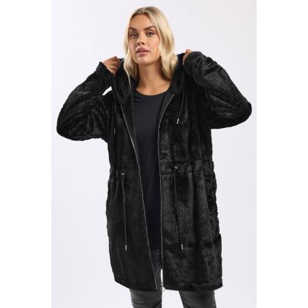 Yours Curve Zwarte Faux Fur Lange Rits Hoodie Size 58-60