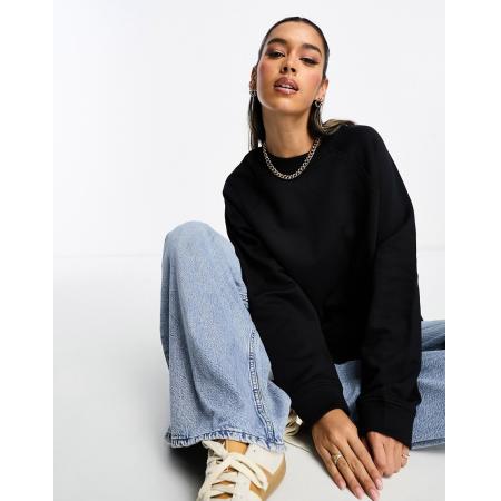 ASOS DESIGN Oversized sweater met raglandetail in zwart