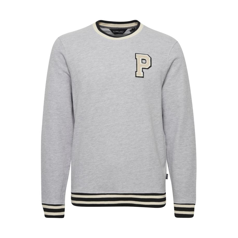 11 Project 11 Project Sweatshirt grijs gemêleerd / zwart / natuurwit -