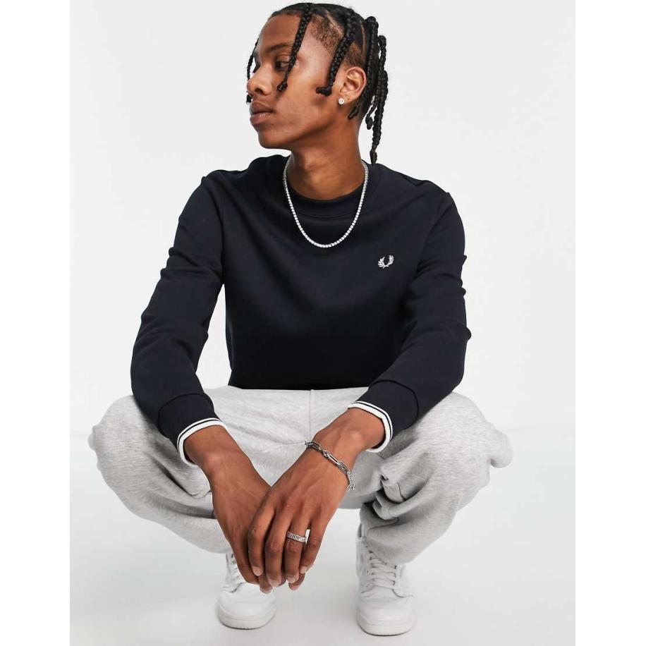 Fred Perry - Sweater met ronde hals in marineblauw Blauw