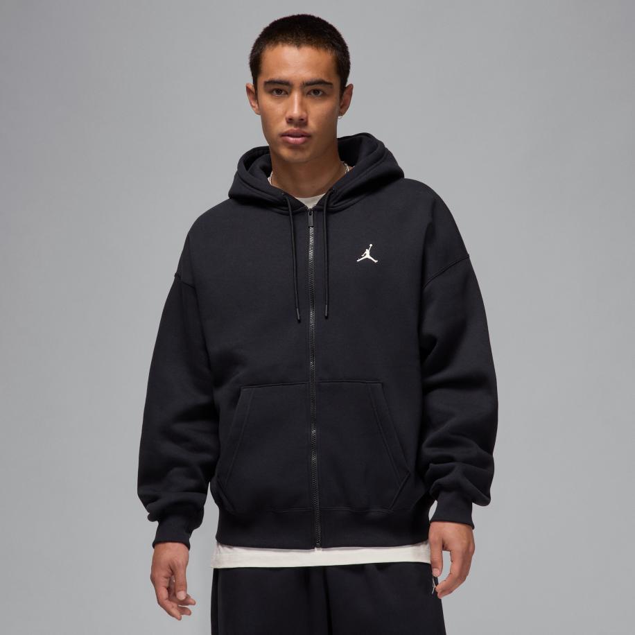 Jordan Brooklyn Fleece oversized hoodie met rits over de hele lengte voor heren - Zwart Zwart