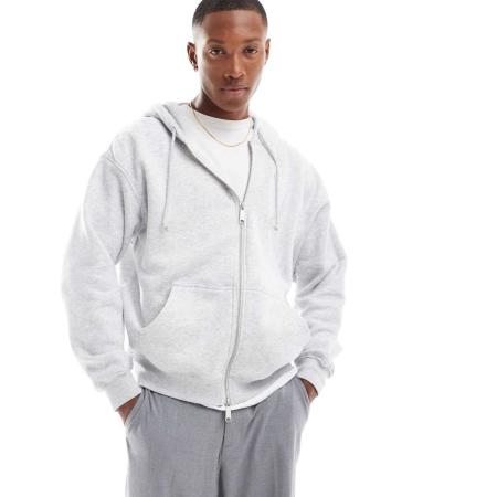 Cotton On - Rechte hoodie zonder sluiting in gemêleerd grijs