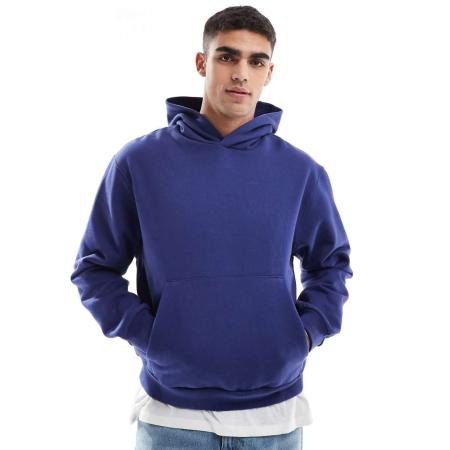 ASOS DESIGN - Oversized rechte hoodie van premium 400gsm zware stof in blauw