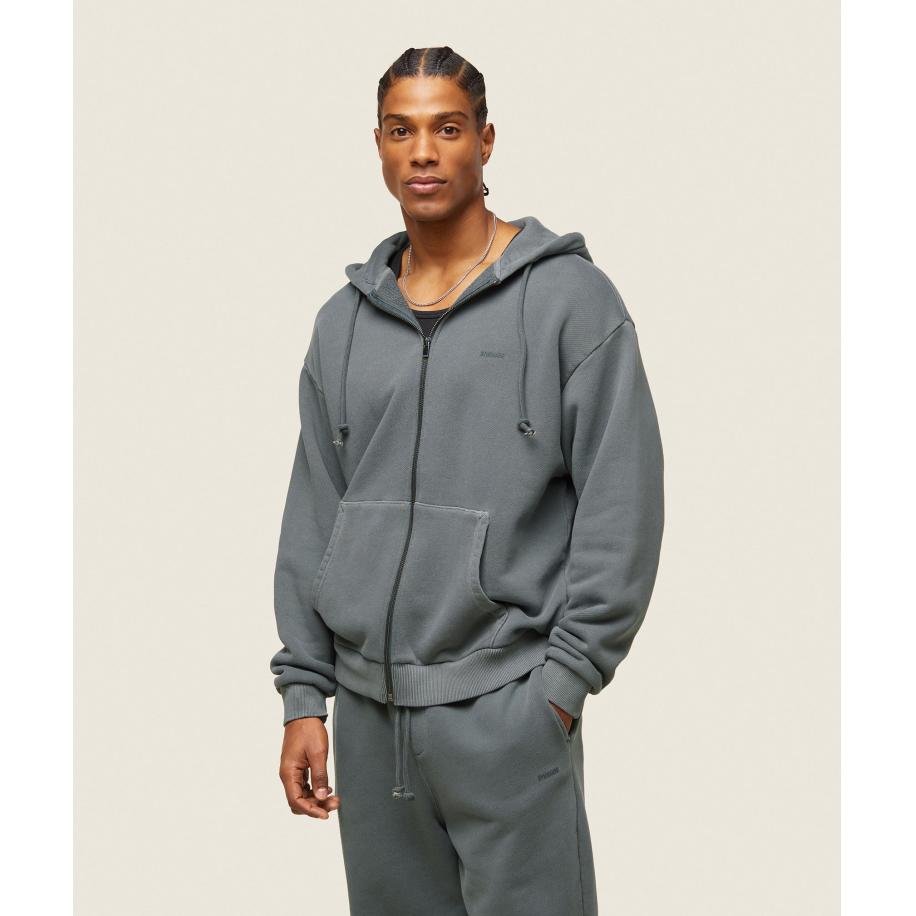 Gymshark everywear Relaxed Zip Hoodie Slate Teal Grijs