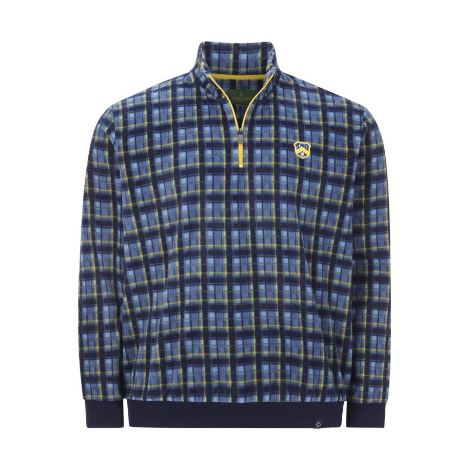 Charles Colby Half-Zip Sweater blauw, Ruit Blauw