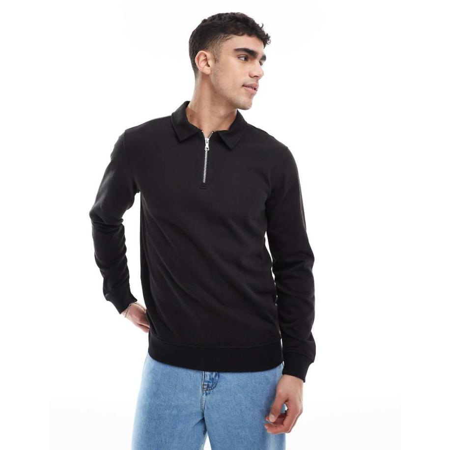 Only & Sons - Sweater met korte rits in zwart Zwart