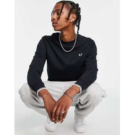Fred Perry - Sweater met ronde hals in marineblauw
