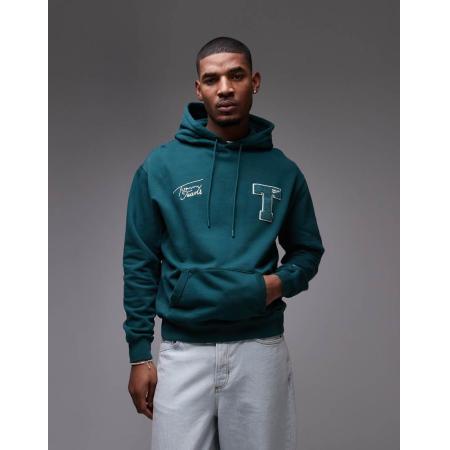 Tommy Jeans - Hoodie met varsity-patch in bosgroen