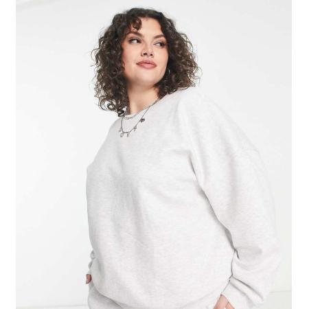 ASOS DESIGN Curve Oversized sweatshirt in gemêleerd lichtgrijs, deel van co-ord sets