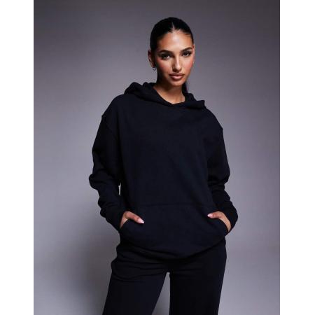 4505 Hoodie van sneldrogende zware stof in zwart met wassing