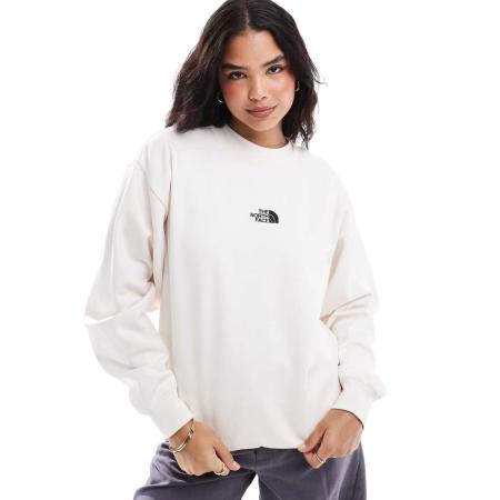 The North Face Essentials Sweatshirt met oversized logo in gebroken wit