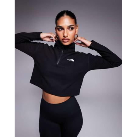The North Face Glacier Cropped fleece met logo en korte rits in zwart