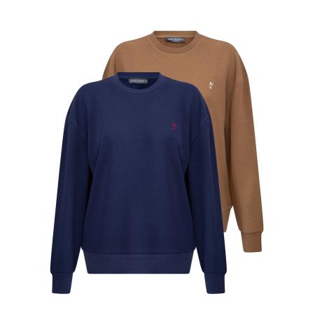 Jacey Quinn Jacey Quinn Sweatshirt donkerblauw / lichtbruin / rood / wit